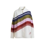 Off-white and multicolor oversized cotton shirt with placed stripe print