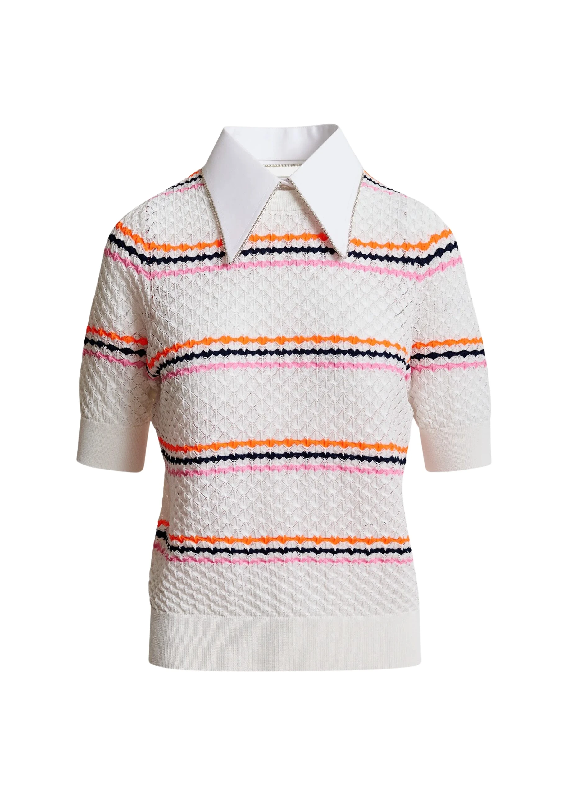 Essentiel-Antwerp-Off-white-and-multicolor-striped-honeycomb-knit-polo-with-rhinestone-embellished-detachable-collar-scaled31652_nobg Off-white and multicolor striped honeycomb knit polo with rhinestone-embellished detachable collar