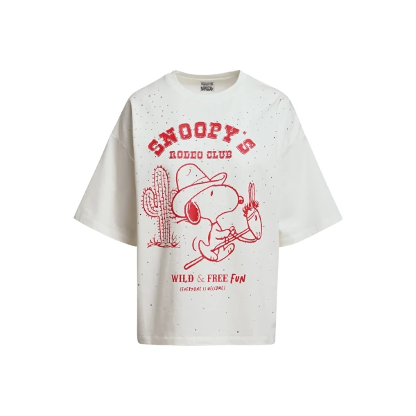Off-white and red Peanuts™ Snoopy rhinestone-embellished T-shirt