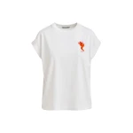 Off-white cotton T-shirt with bead embroidery