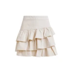 Off-white cotton miniskirt with ruffle details