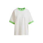 Off-white knit T-shirt with light green contrasting trim