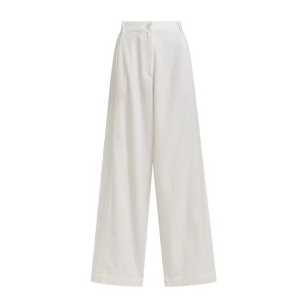 Off-white organic cotton wide-leg pants