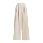 Off-white pleated wide-leg pants