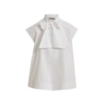 Off-white sleeveless top with tie neckline