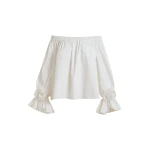Off-white strapless cotton top with rosette details