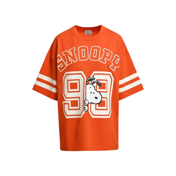 Orange T-shirt with Peanuts™ Snoopy print and white text