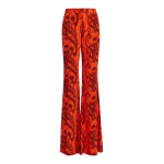 Orange and black paisley-print flared pants