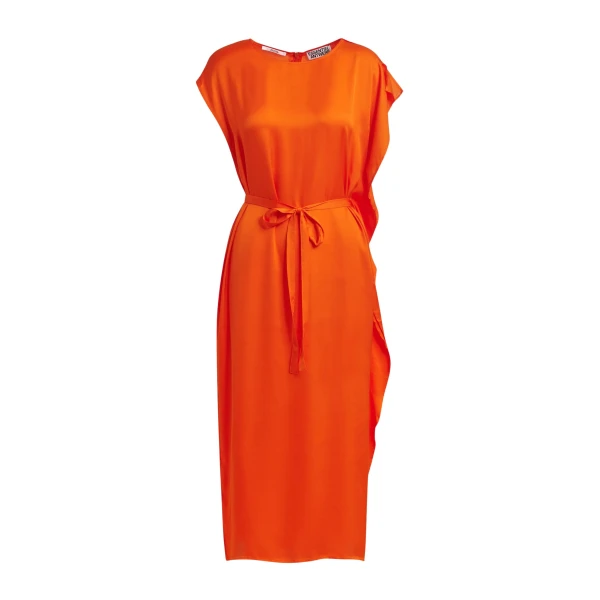 Orange midi dress with ruffle details