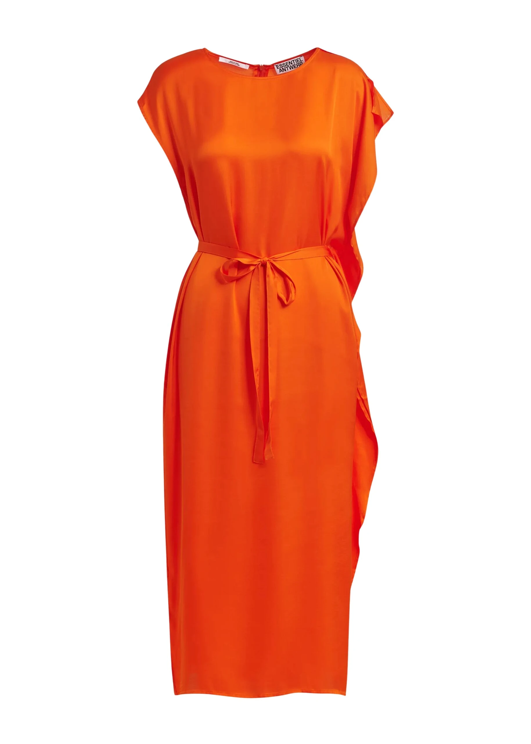 Essentiel-Antwerp-Orange-midi-dress-with-ruffle-details-scaled11589_nobg Orange midi dress with ruffle details