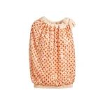 Orange sequin-embellished asymmetric top with neck-tie ribbon