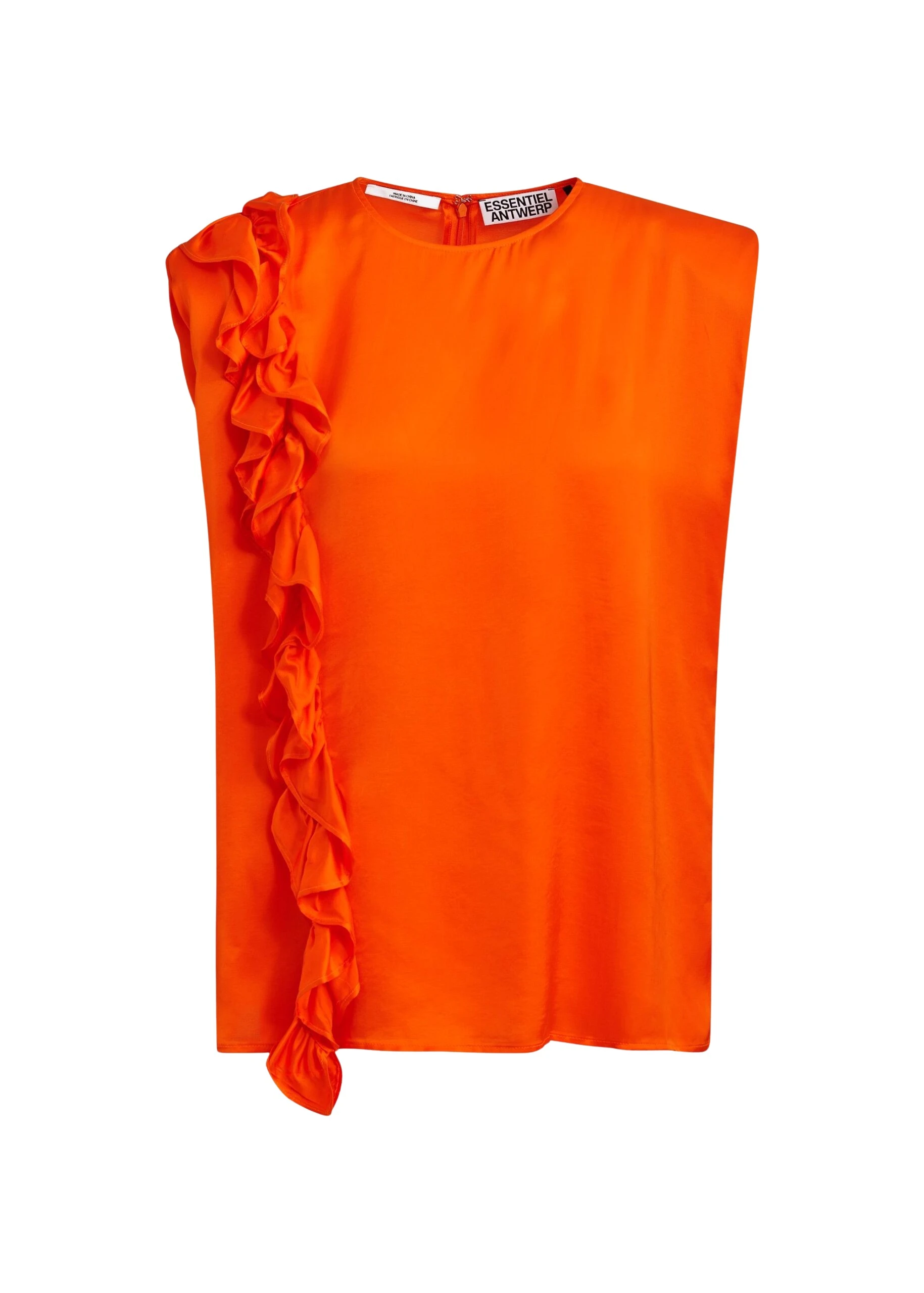Essentiel-Antwerp-Orange-sleeveless-top-with-ruffle-detail-scaled79515_nobg Orange sleeveless top with ruffle detail