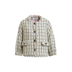 Oversized bouclé jacket with trim detailing