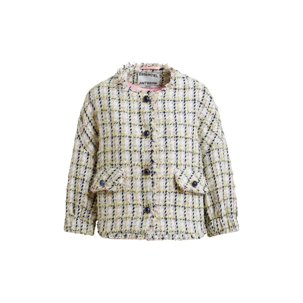 Oversized bouclé jacket with trim detailing
