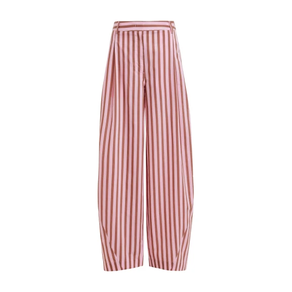 Pink and brown striped tapered-leg pants