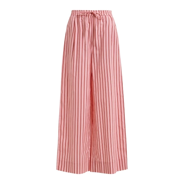Pink and red striped cotton wide-leg pants