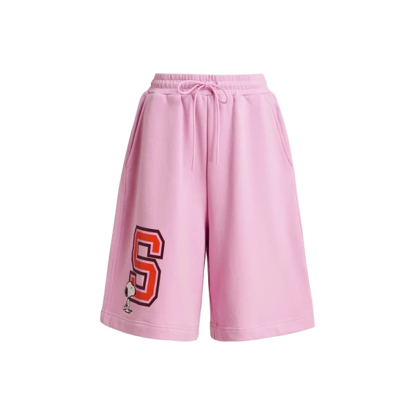 Pink cotton-blend Peanuts™ shorts with letter appliqué