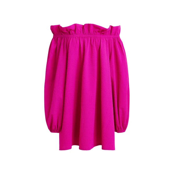 Pink off-the-shoulder mini dress