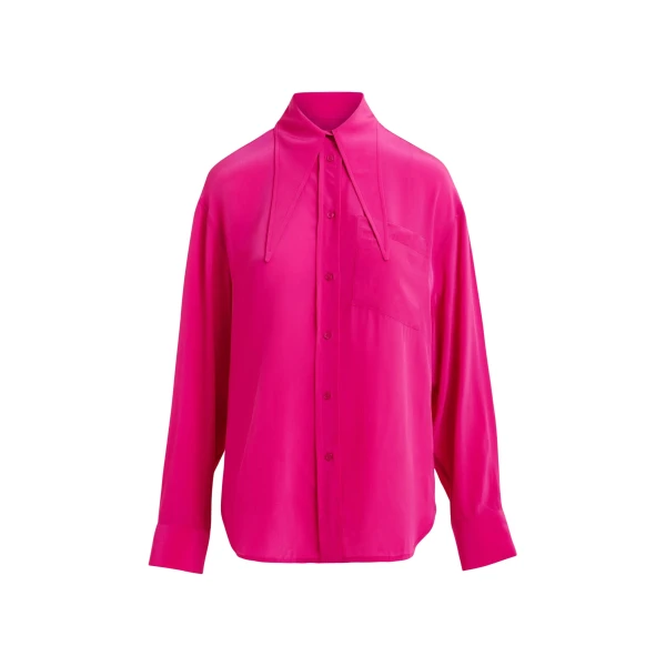 Pink oversized tie-collar shirt