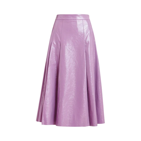 Purple faux leather midi skirt