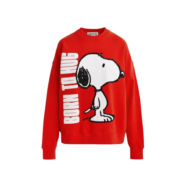 Red cotton sweatshirt with Peanuts™ Snoopy motif