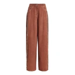 Terracotta high-rise wide-leg jeans with embellished side trims