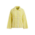 Yellow and off-white houndstooth knit cardigan