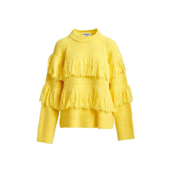 Yellow sweater with fringe details