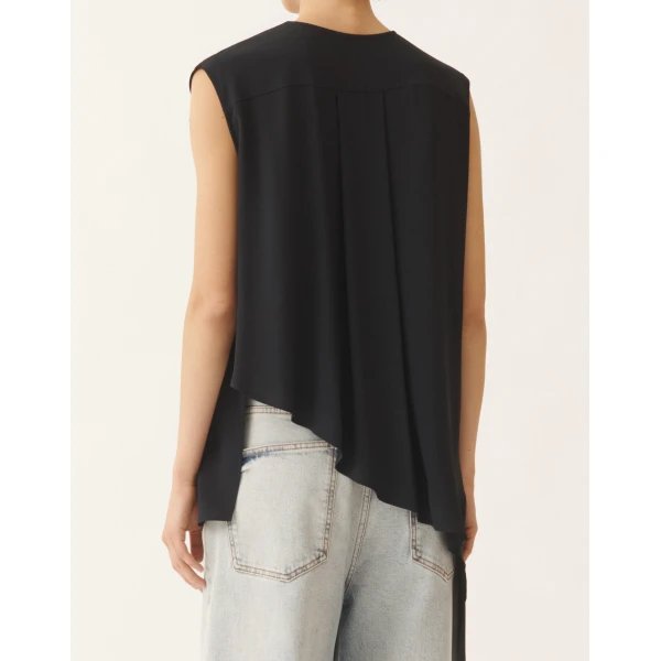 Asymmetrical Top in Midnight Blue Crepe de Chine - Image 5