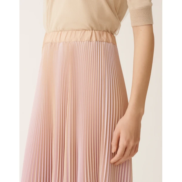 Bicolor Pleated Satin Skirt in Pink - Image 5
