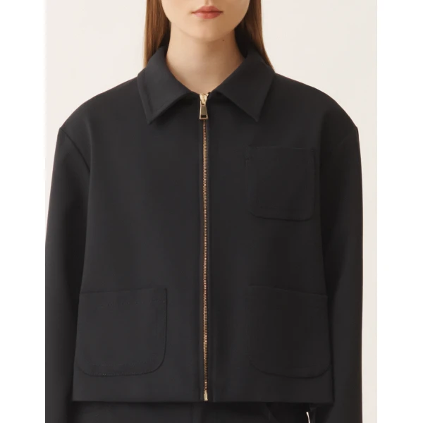 Boxy Jacket in Midnight Blue Milano Stitch Jersey - Image 5
