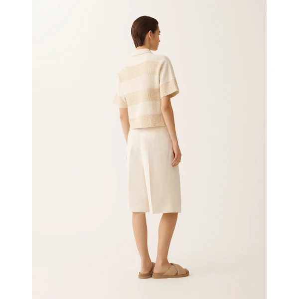 Boxy Shirt in Striped Cotton Tweed with Sequins