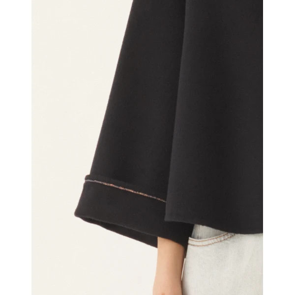 Boxy Wool Double Coat in Night Blue - Image 5