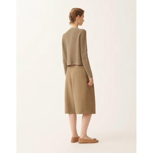 Cotton Ribbon Cardigan in Khaki - Image 5