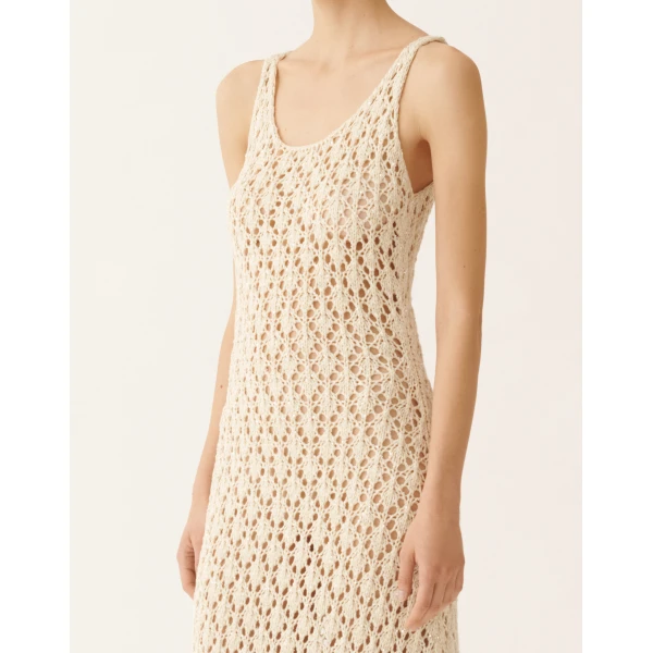 Cotton Ribbon Dress with Sequins in Butter - Image 5