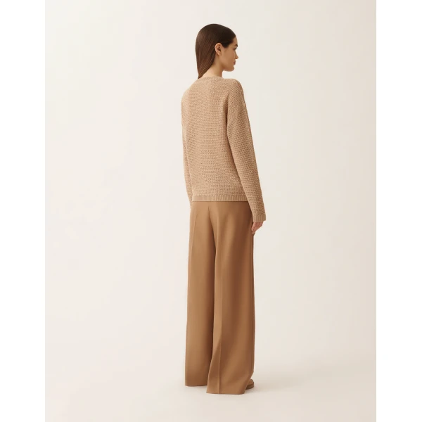 Cotton Ribbon-Knit Sweater with Sequins in Acer