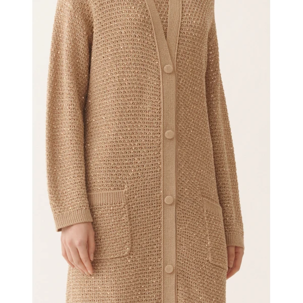 Cotton Tape Cardigan with Sequins in Acer - Image 5