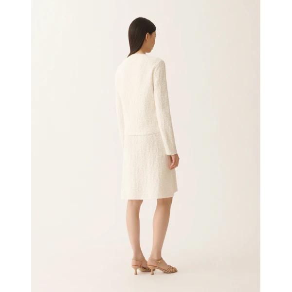 Cotton Tweed Bomber with Sequins in Butter