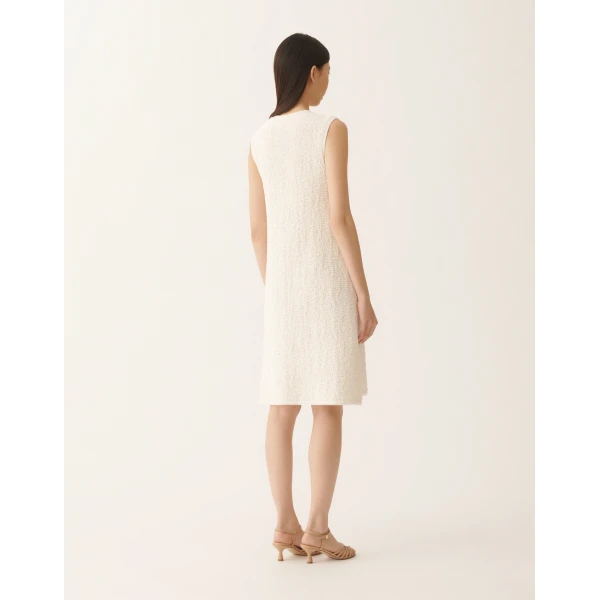 Cotton Tweed Dress with Sequins in Butter
