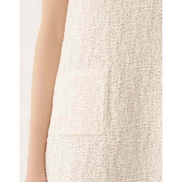 Cotton Tweed Dress with Sequins in Butter - Image 5