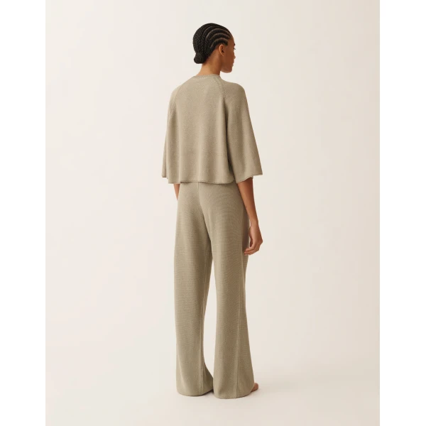 Cotton and Linen Cape with Sequins in Khaki