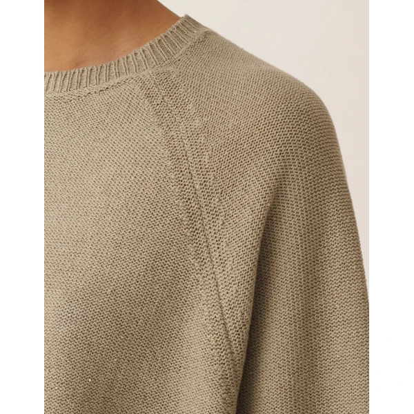 Cotton and Linen Cape with Sequins in Khaki - Image 5