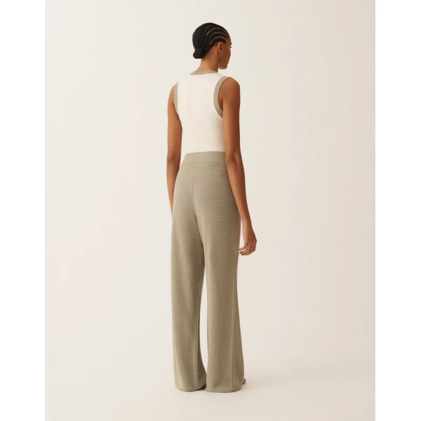 Cotton and Linen Pants with Sequins in Khaki