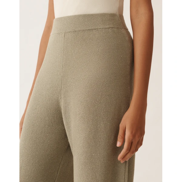Cotton and Linen Pants with Sequins in Khaki - Image 5