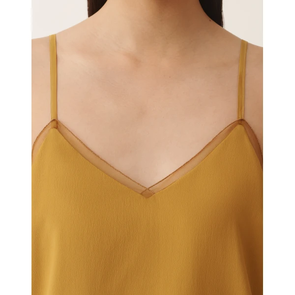 Crepe de Chine Lingerie Top in Mustard - Image 5