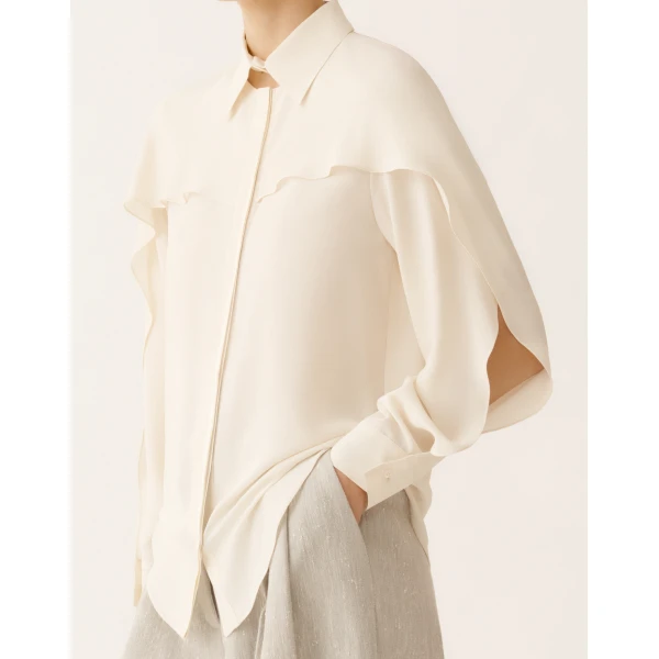 Crepe de Chine Shirt in Butter - Image 5