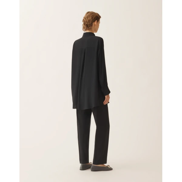 Crepe de Chine Shirt in Night Blue