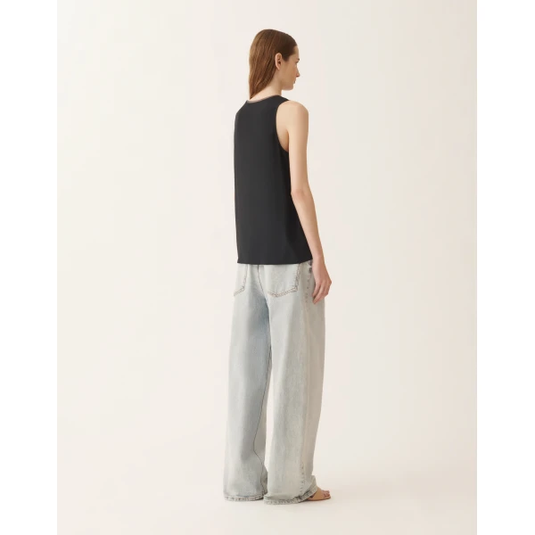 Crepe de Chine Tank Top in Night Blue