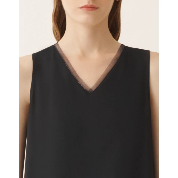 Crepe de Chine Tank Top in Night Blue - Image 5