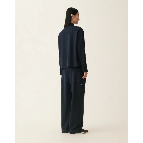 Cropped Milano Stitch Jersey Jacket in Midnight Blue